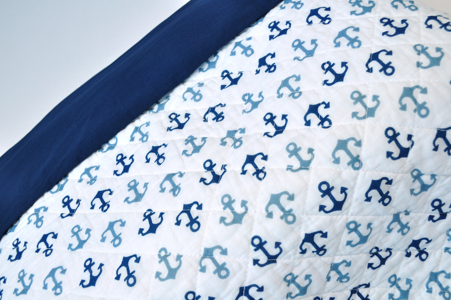 Blue Anchor Custom Shaped Quilt With Shams