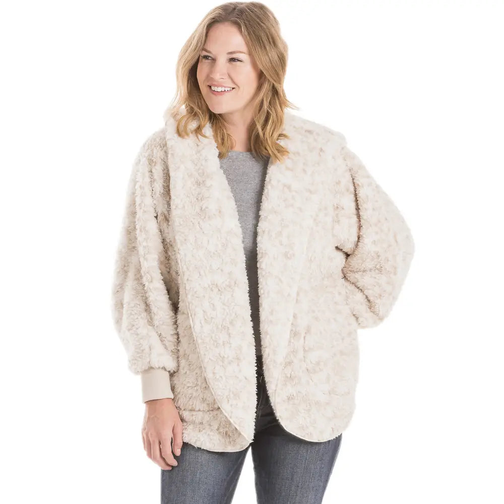 Ivory Leopard Lightweight Body Wrap with Hoodie & Pockets