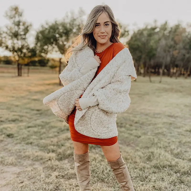Ivory Leopard Lightweight Body Wrap with Hoodie & Pockets