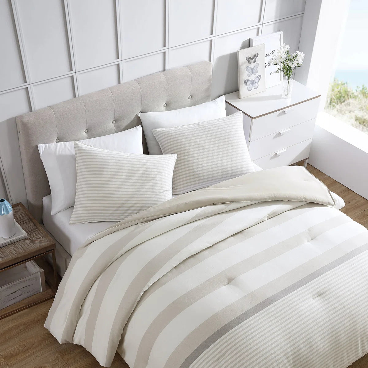 Nautica Saybrook Reversible Beige Custom Shaped Comforter Set