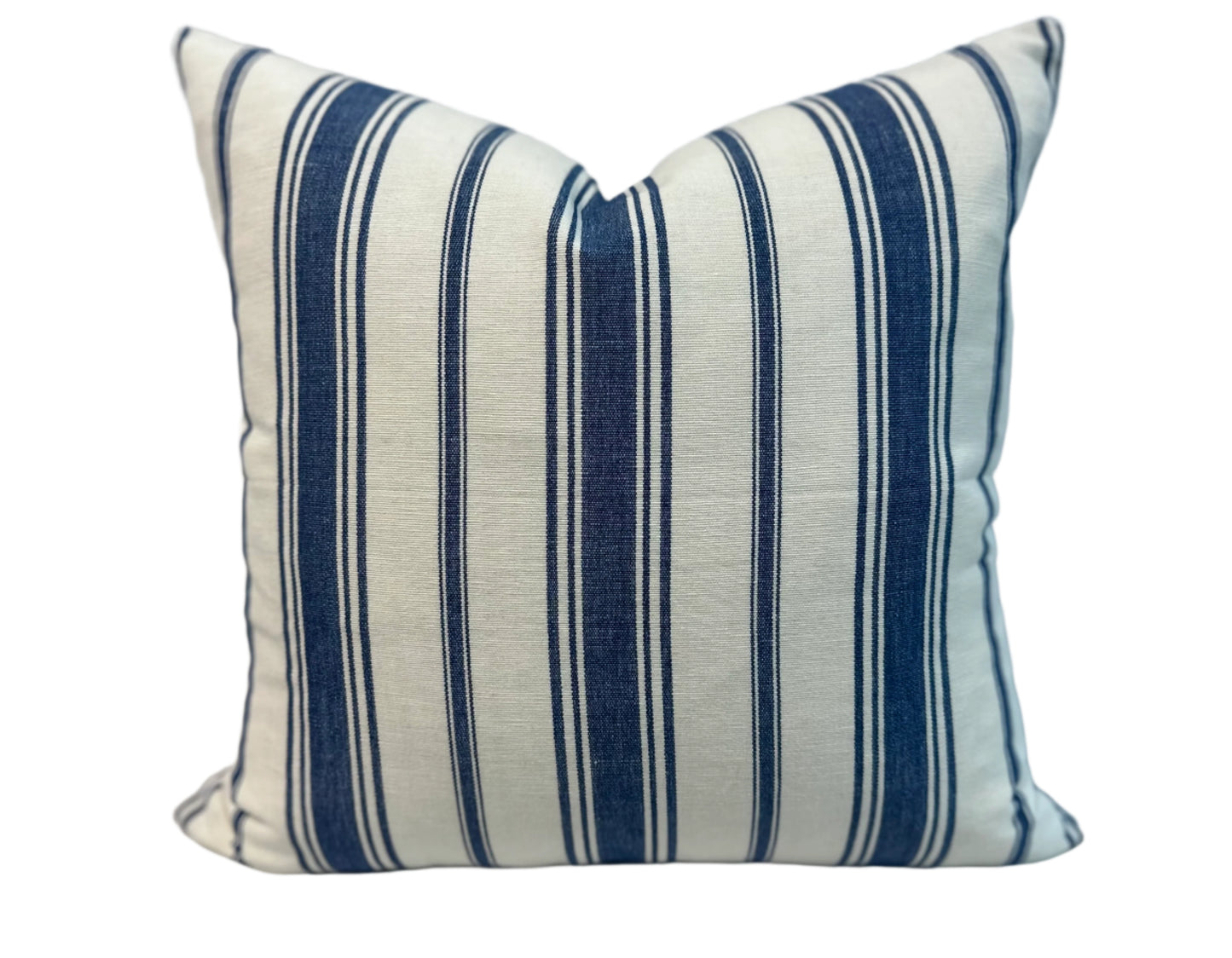Blue and Ivory Striped Accent Cushion With Insert
