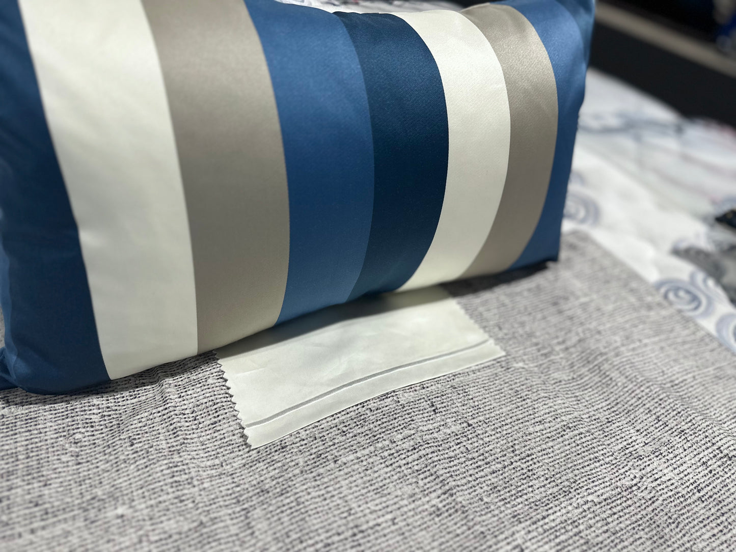 Striped Accent Lumbar Cushion With Synthetic Down Insert