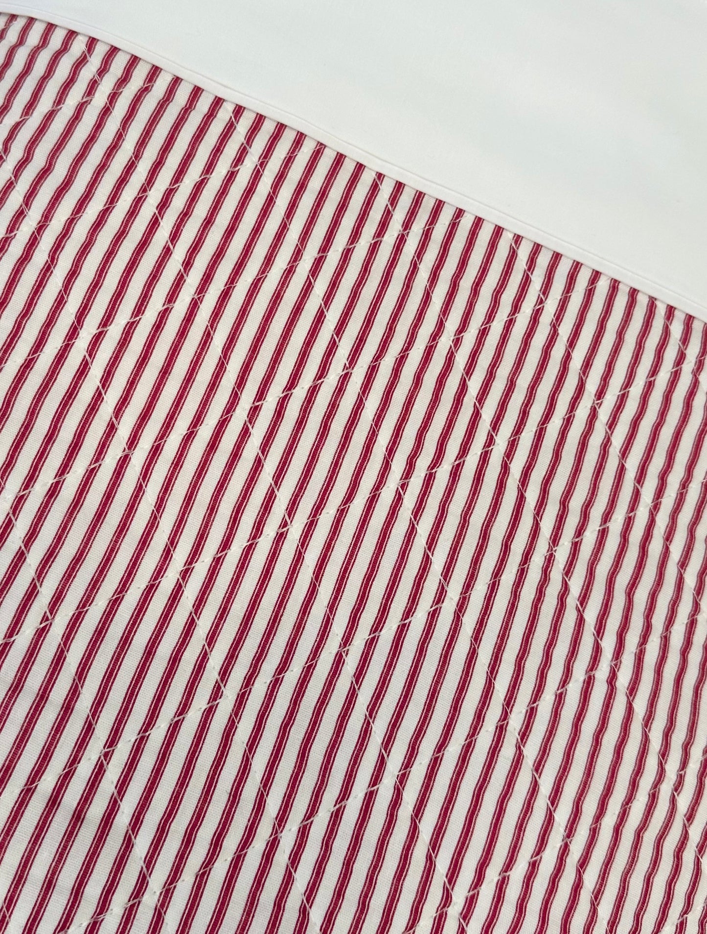 Red Ticking Custom Shaped Quilt With Shams