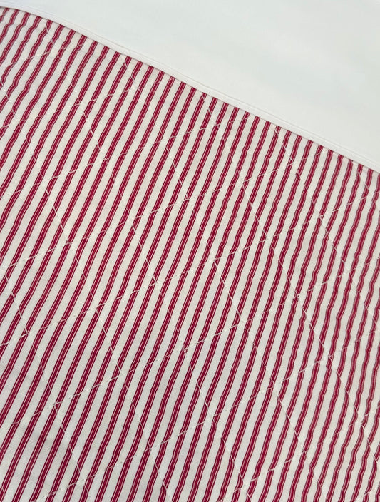 Red Ticking Custom Shaped Quilt With Shams