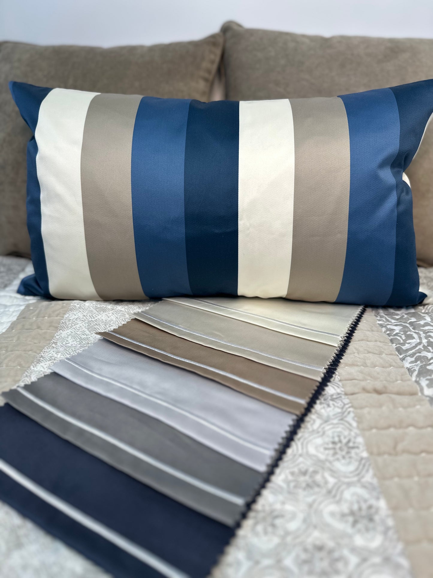 Striped Accent Lumbar Cushion With Synthetic Down Insert