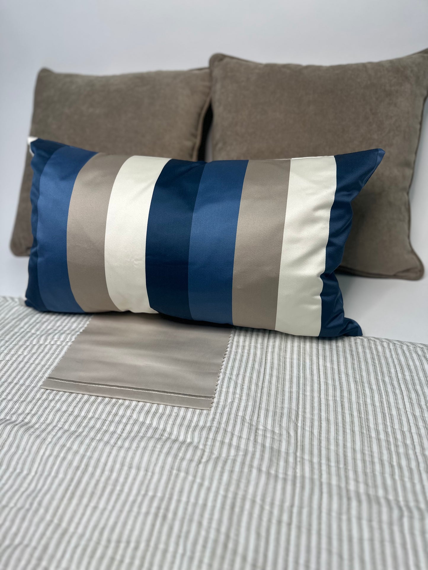 Striped Accent Lumbar Cushion With Synthetic Down Insert
