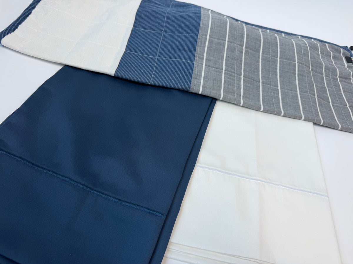 Nautica Regatta Embroidered Custom Sateen Sheet Set- Navy Blue