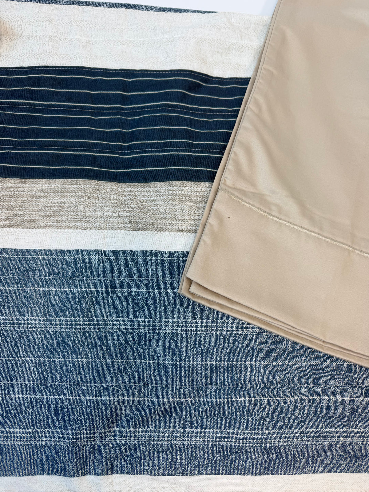 Nautica Regatta Embroidered Custom Sateen Sheet Set- Beige