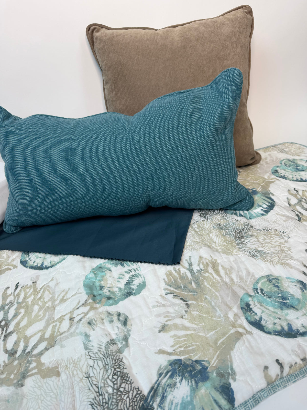 NEW**Turquoise Tides Custom Shaped Quilt With Shams