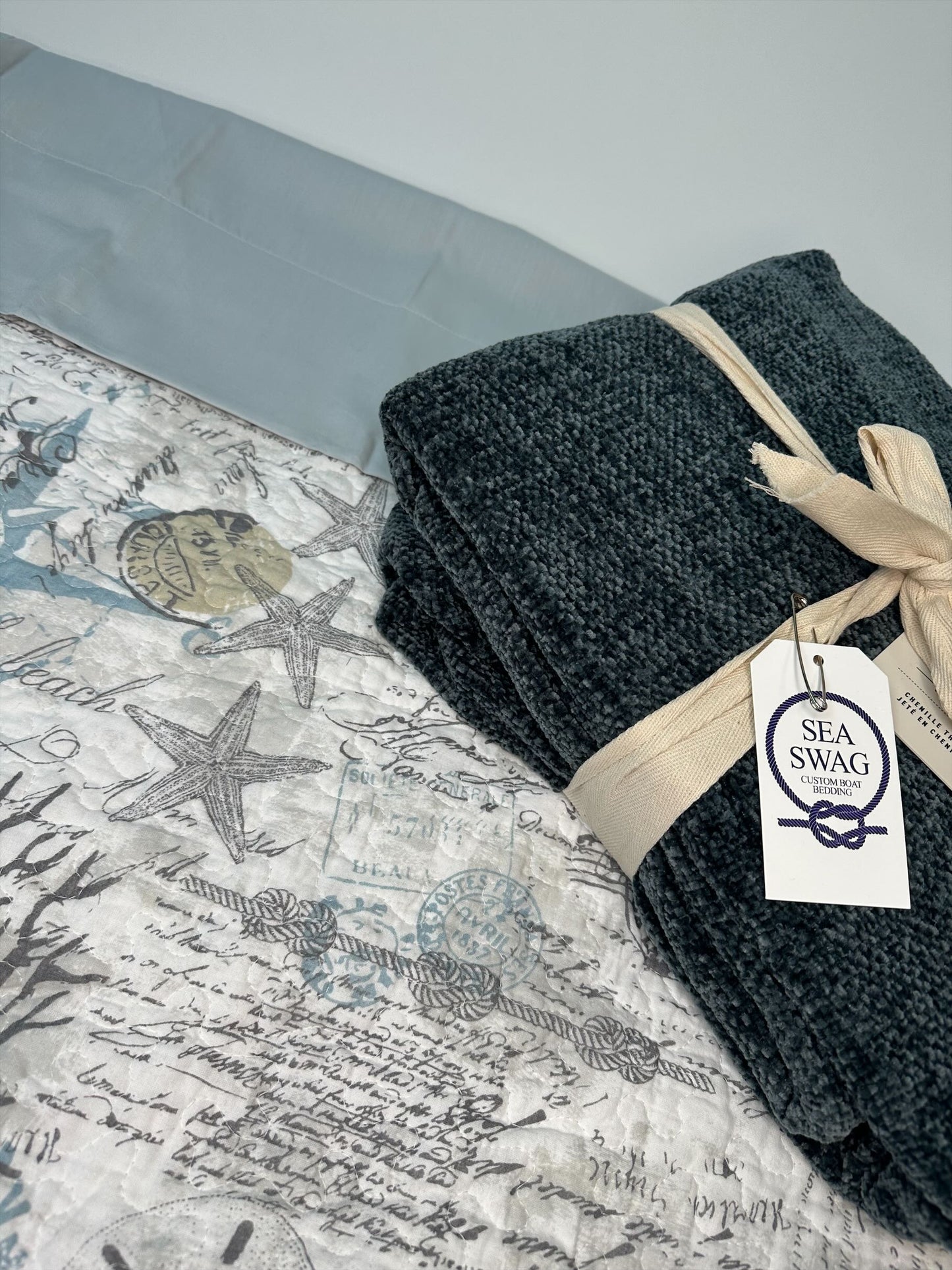 Coastal Custom Shaped Quilt With Shams