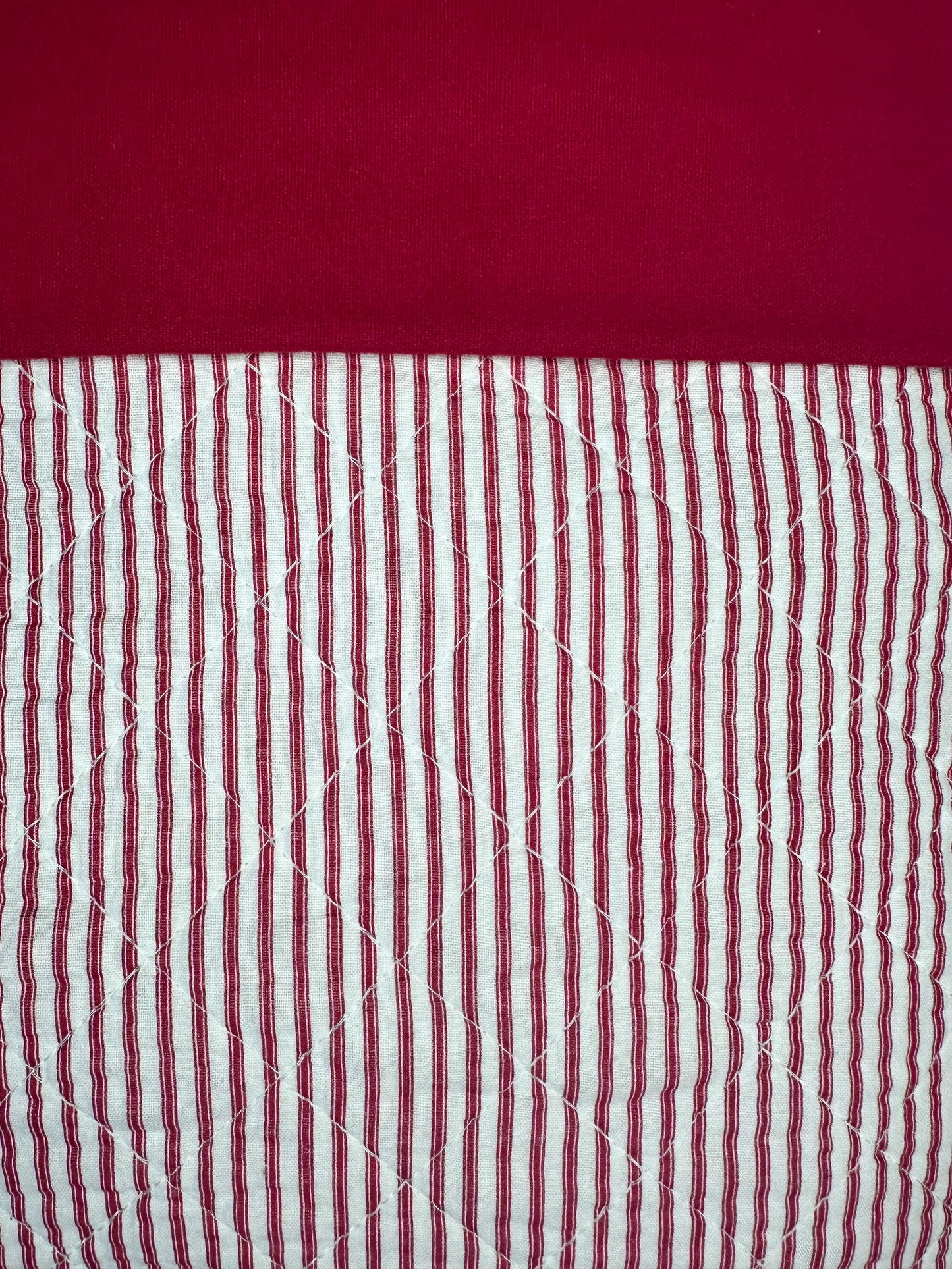 Red Ticking Custom Shaped Quilt With Shams