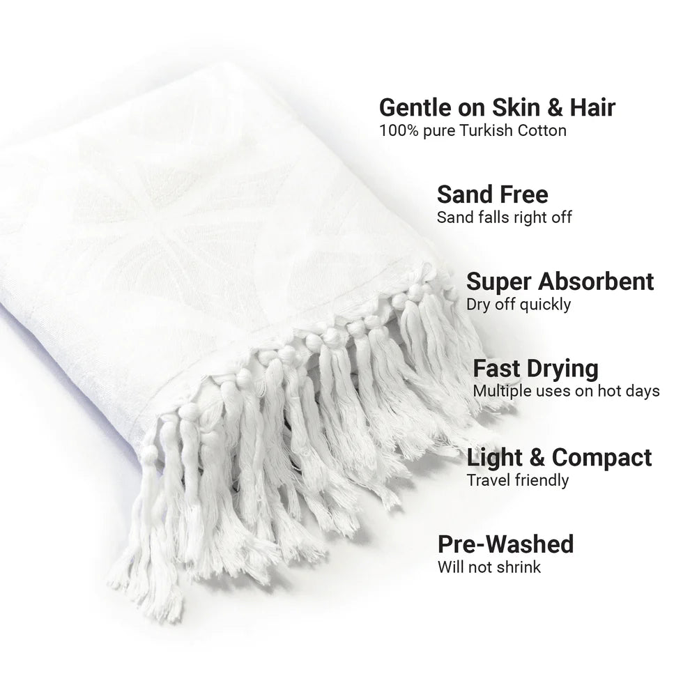 Turkish Cotton Body Towel-Blanc on Blanc