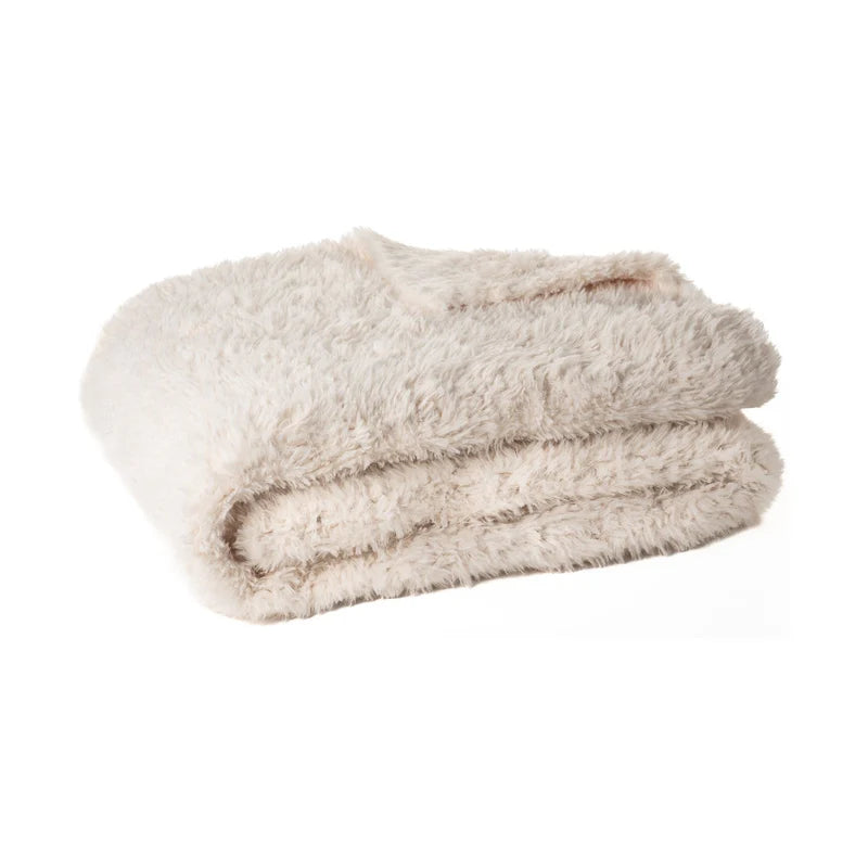 Teddy Bear Faux Fur Throw with 2 Accent Cushions for Home and Cottage - in Cream, Mocha or Taupe
