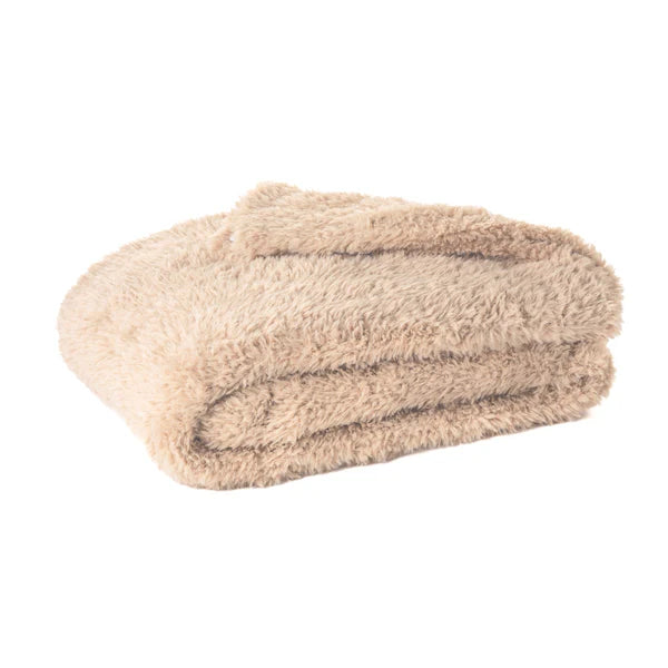 Teddy Bear Faux Fur Throw with 2 Accent Cushions for Home and Cottage - in Cream, Mocha or Taupe