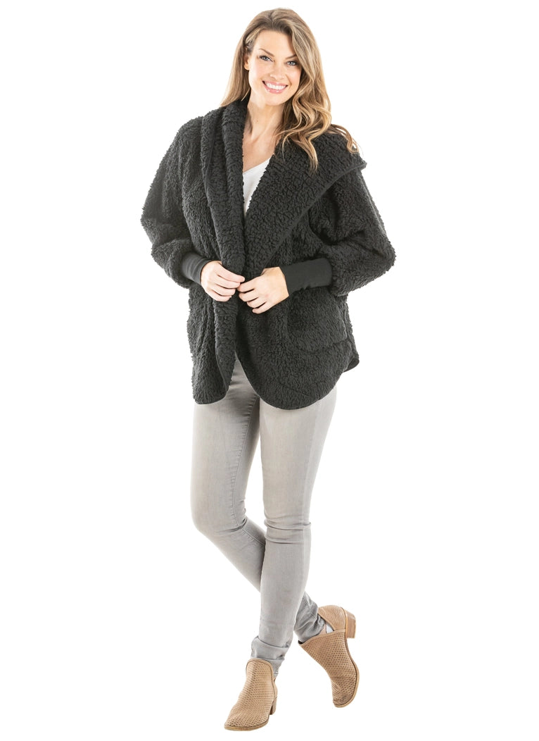 Black Lightweight Body Wrap w/ Hoodie & Pockets
