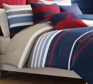 Nautica Bradford Custom Shaped Duvet Cover with Shams and Duvet Insert