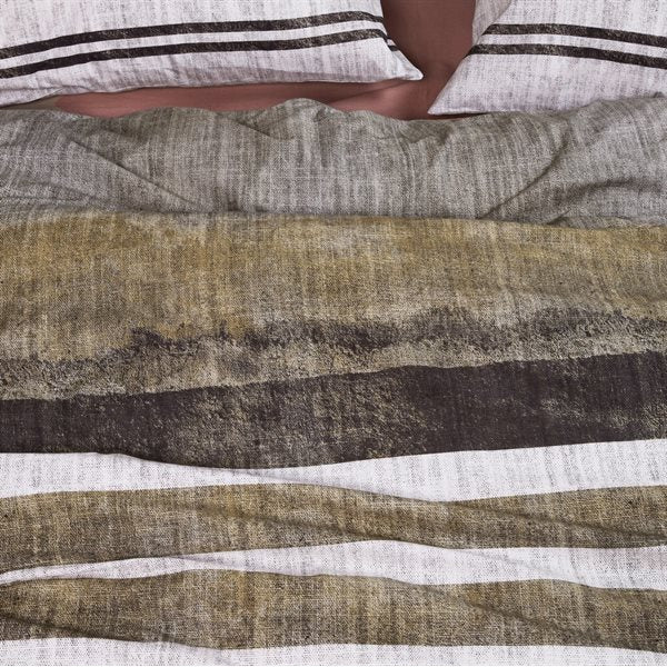 Oatmeal Striped Duvet Cover and Duvet with Shams
