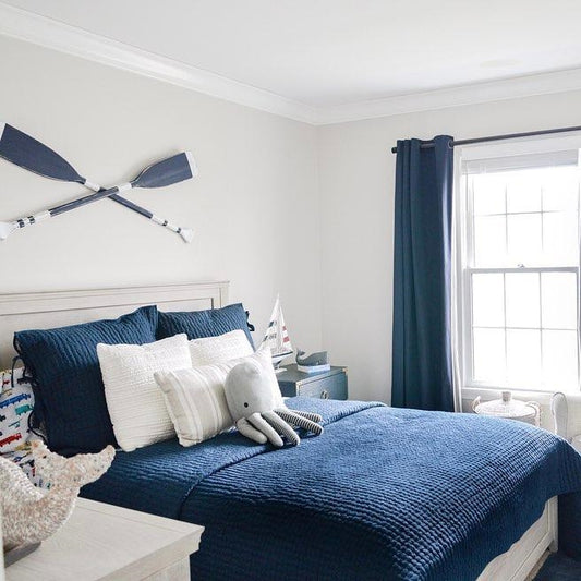 Waffle Navy Custom Quilt with Shams