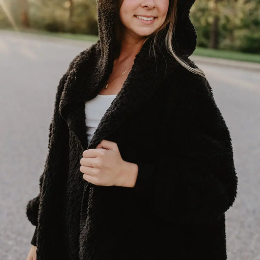 Black Lightweight Body Wrap w/ Hoodie & Pockets