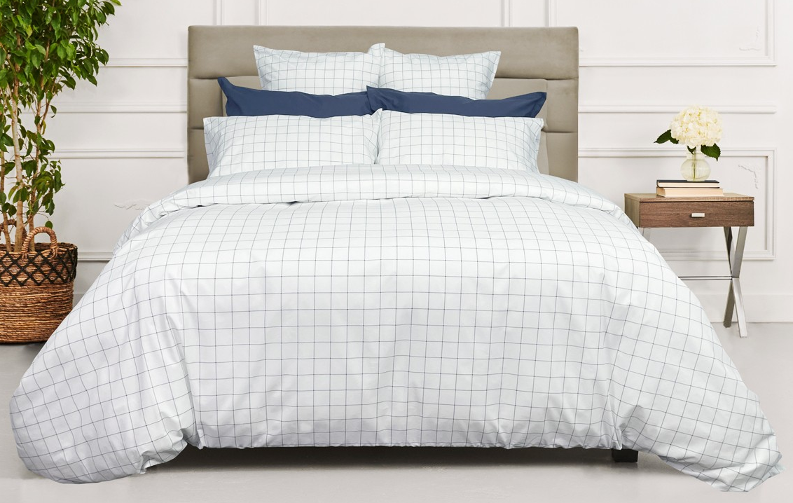 Nautical Grid Tucker Custom Percale Sheet Set