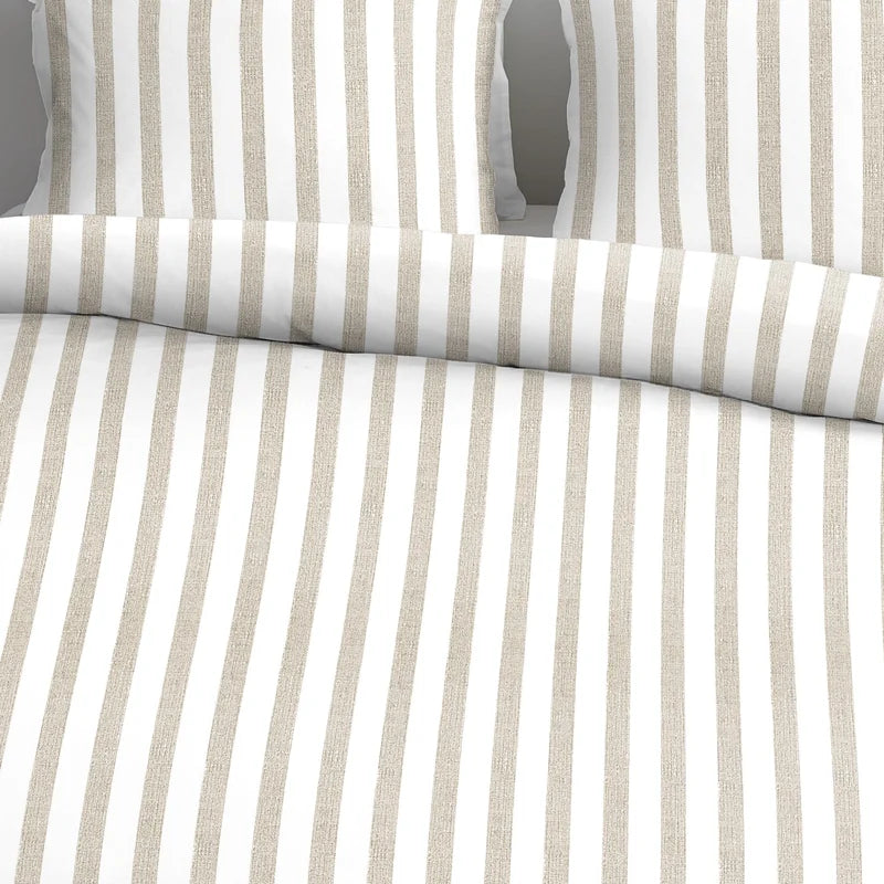 Harbour Stripe Duvet Cover With Insert and Shams - Available in Sand or Navy