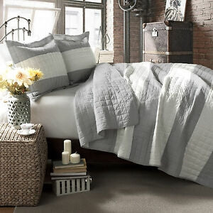Cabana Grey Custom Shaped Quilt With Shams