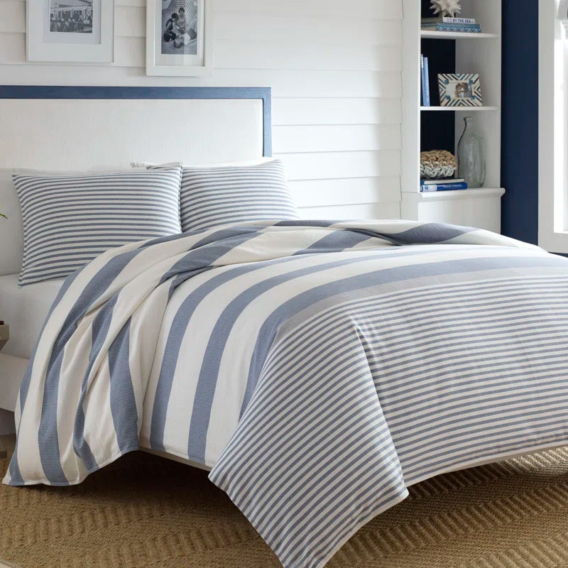 Nautica Fairwater Cotton Reversible Blue Custom Shaped Quilt Set