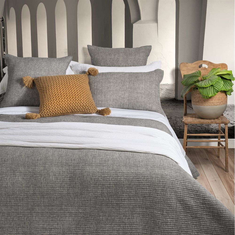 Chambray Grey Custom Shaped Quilt with Shams