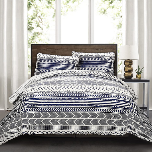 Hygge Geo Quilt with Shams - Queen - for Home and Cottage