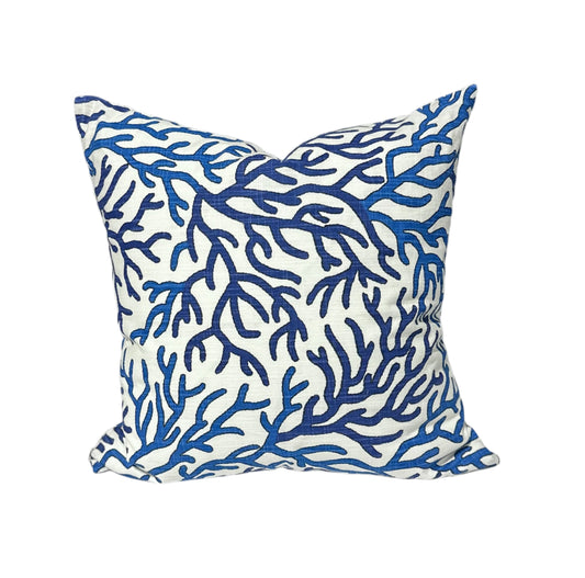 Bright Blue Coral Accent Cushion With Insert