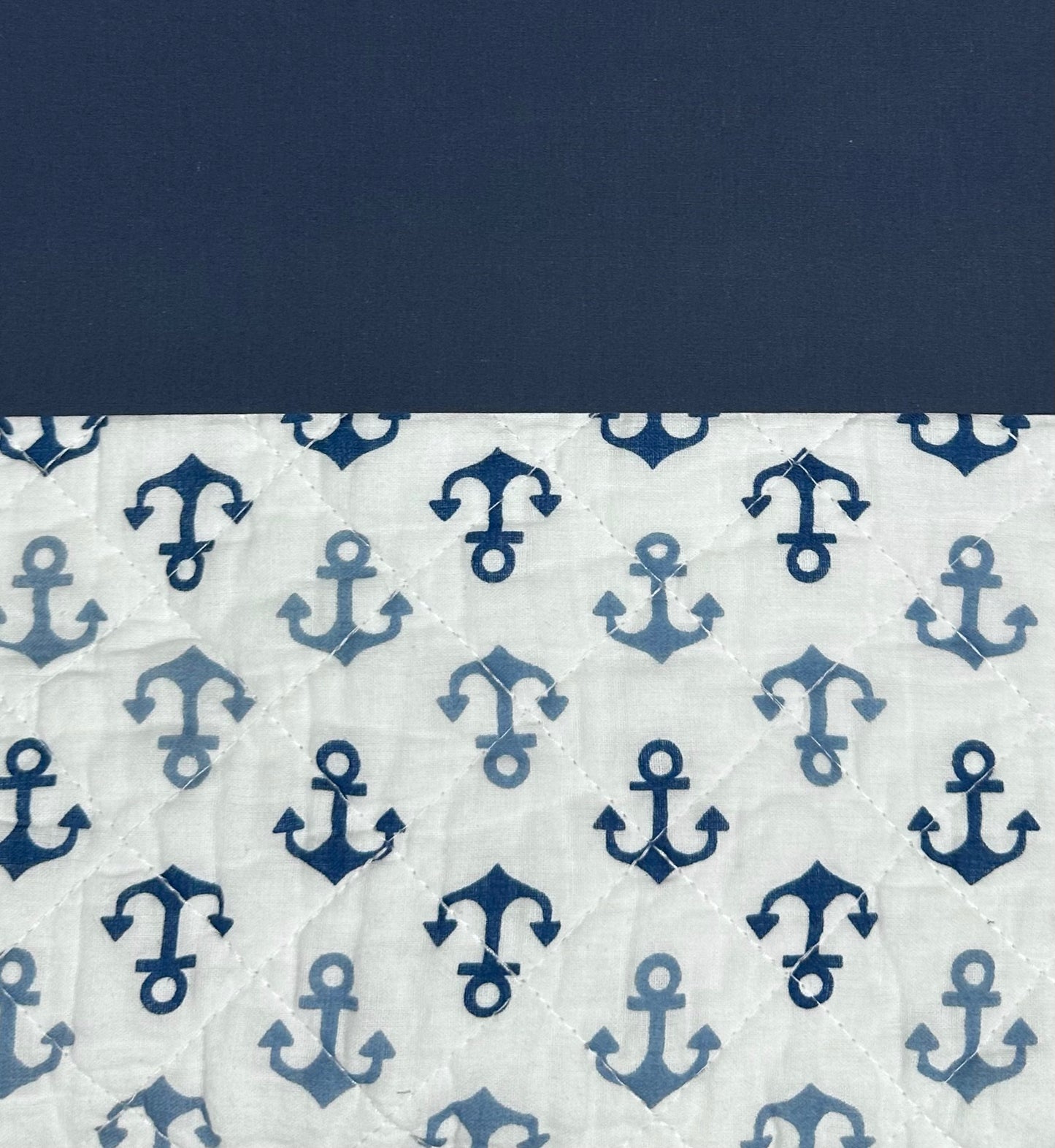 Blue Anchor Custom Shaped Quilt With Shams