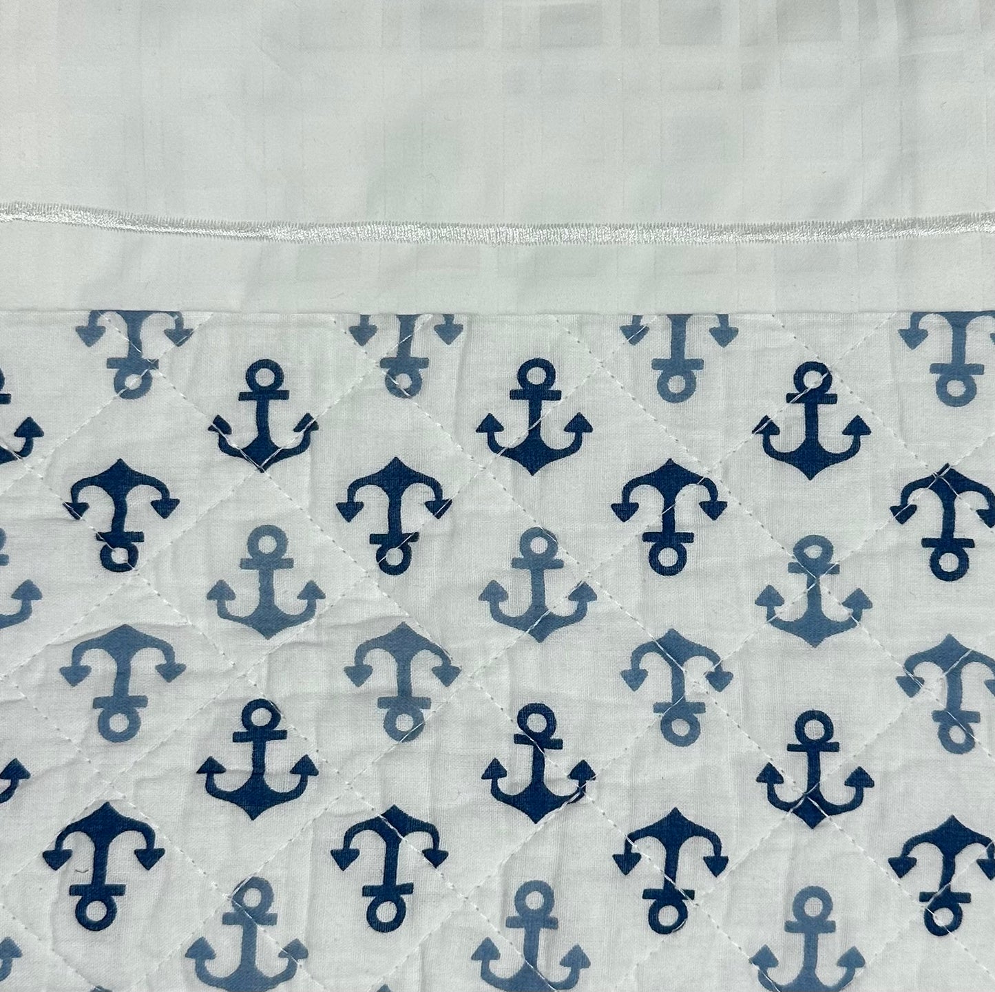 Blue Anchor Custom Shaped Quilt With Shams