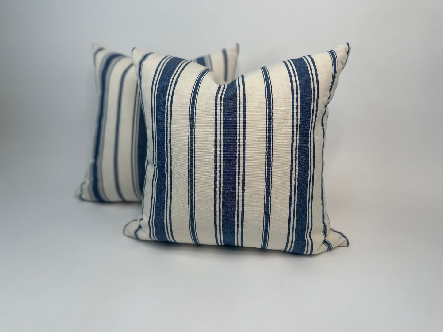 Blue and Ivory Striped Accent Cushion With Insert