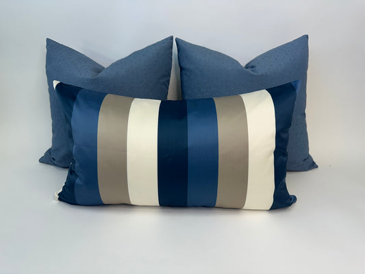 Striped Accent Lumbar Cushion With Synthetic Down Insert