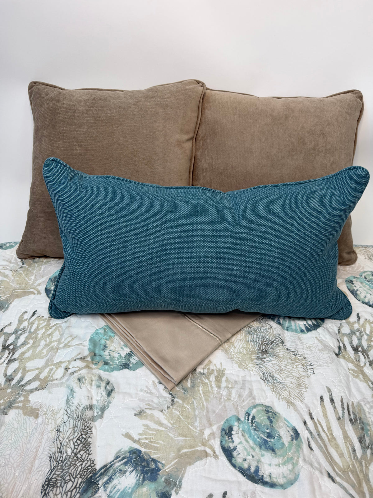 NEW**Turquoise Tides  Custom Shaped Quilt With Shams