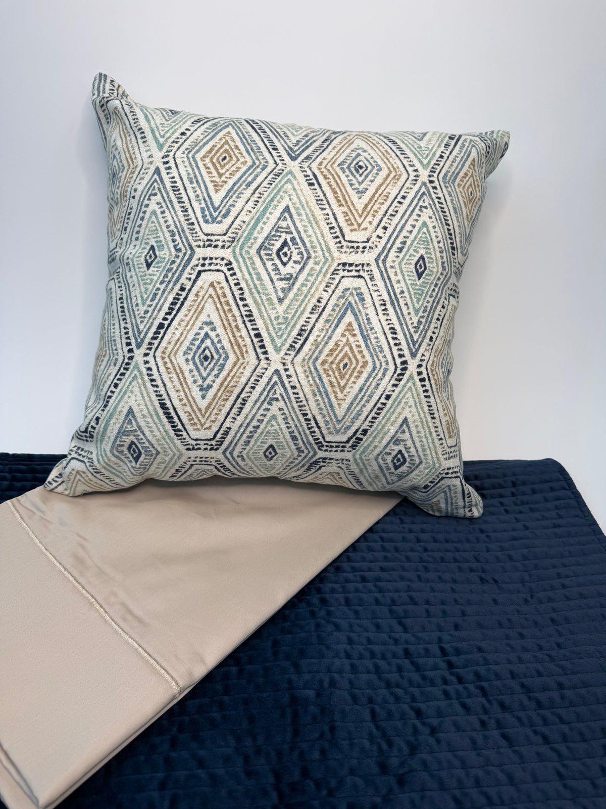 Nautica Regatta Embroidered Custom Sateen Sheet Set- Beige