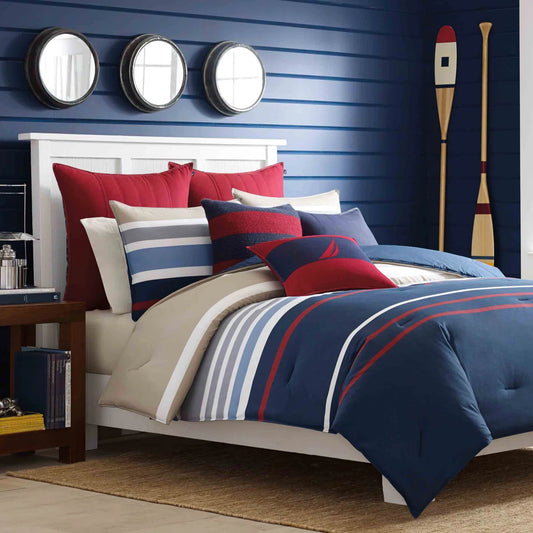Nautica Bradford Custom Shaped Duvet Cover with Shams and Duvet Insert
