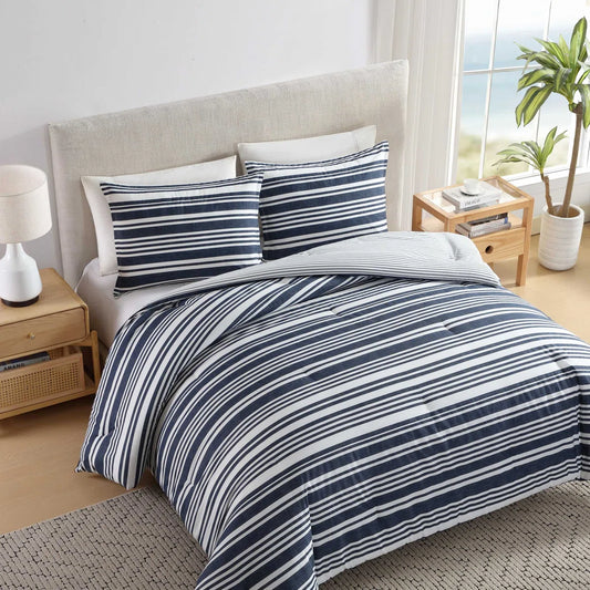 Nautica Coastline Stripe Custom Shaped Comforter With Shams