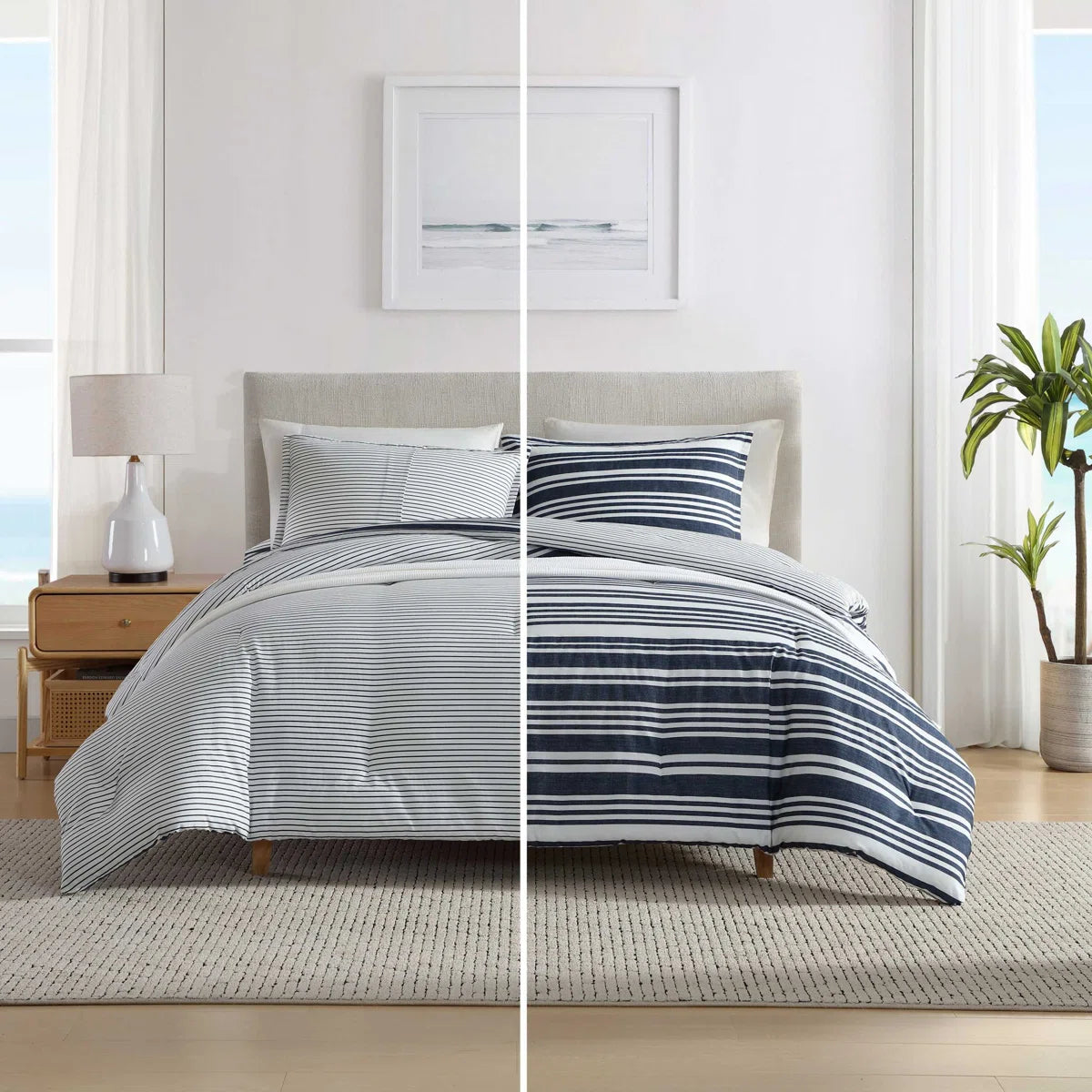 Nautica Coastline Stripe Custom Shaped Comforter With Shams