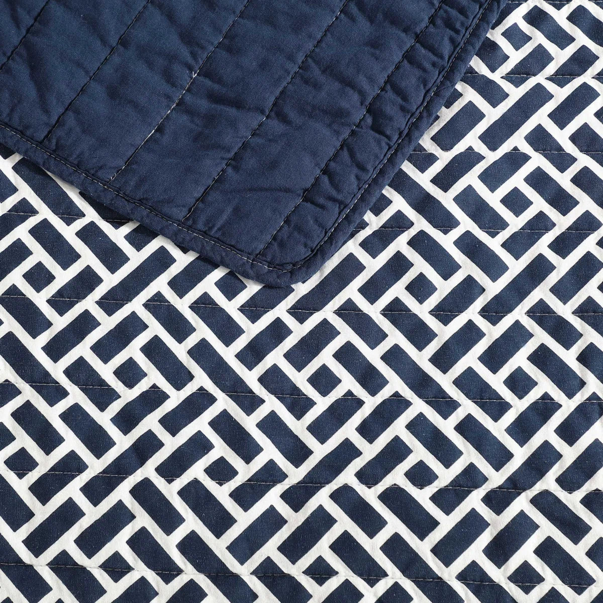 Nautica Lockridge Reversible Navy Custom Shaped Quilt Set