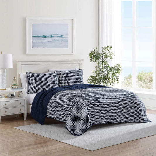 Nautica Lockridge Reversible Navy Custom Shaped Quilt Set
