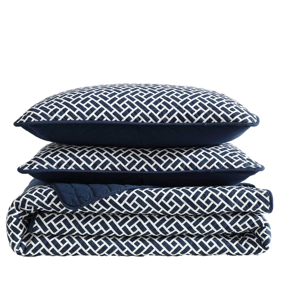 Nautica Lockridge Reversible Navy Custom Shaped Quilt Set