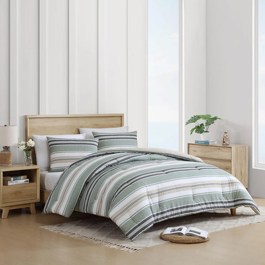 Nautica Prospect Harbour Cotton Reversible Custom Shaped Green Comforter Set