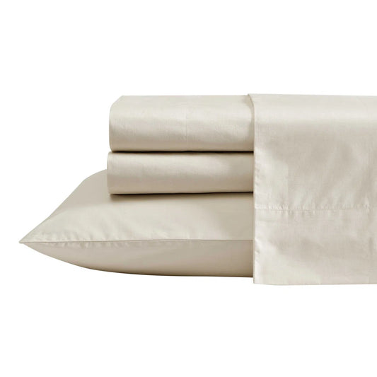 Solid Beige Nautica Percale Custom Shaped Sheet Set