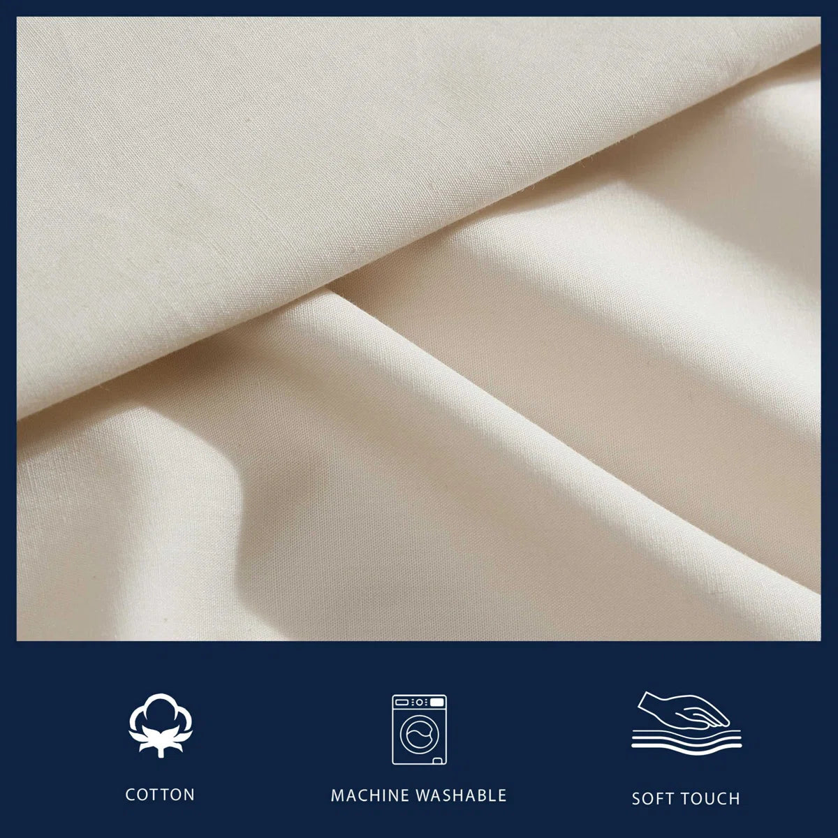 Solid Beige Nautica Percale Custom Shaped Sheet Set