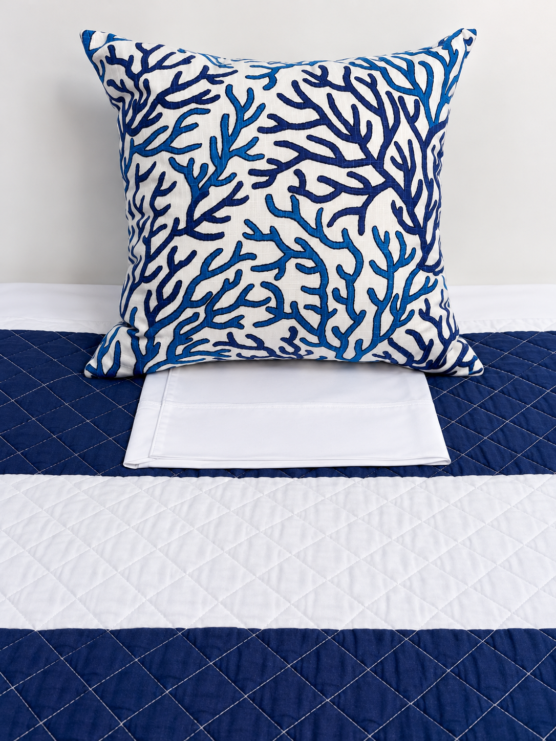 Bright Blue Coral Lumbar or Square Accent Cushion With Insert
