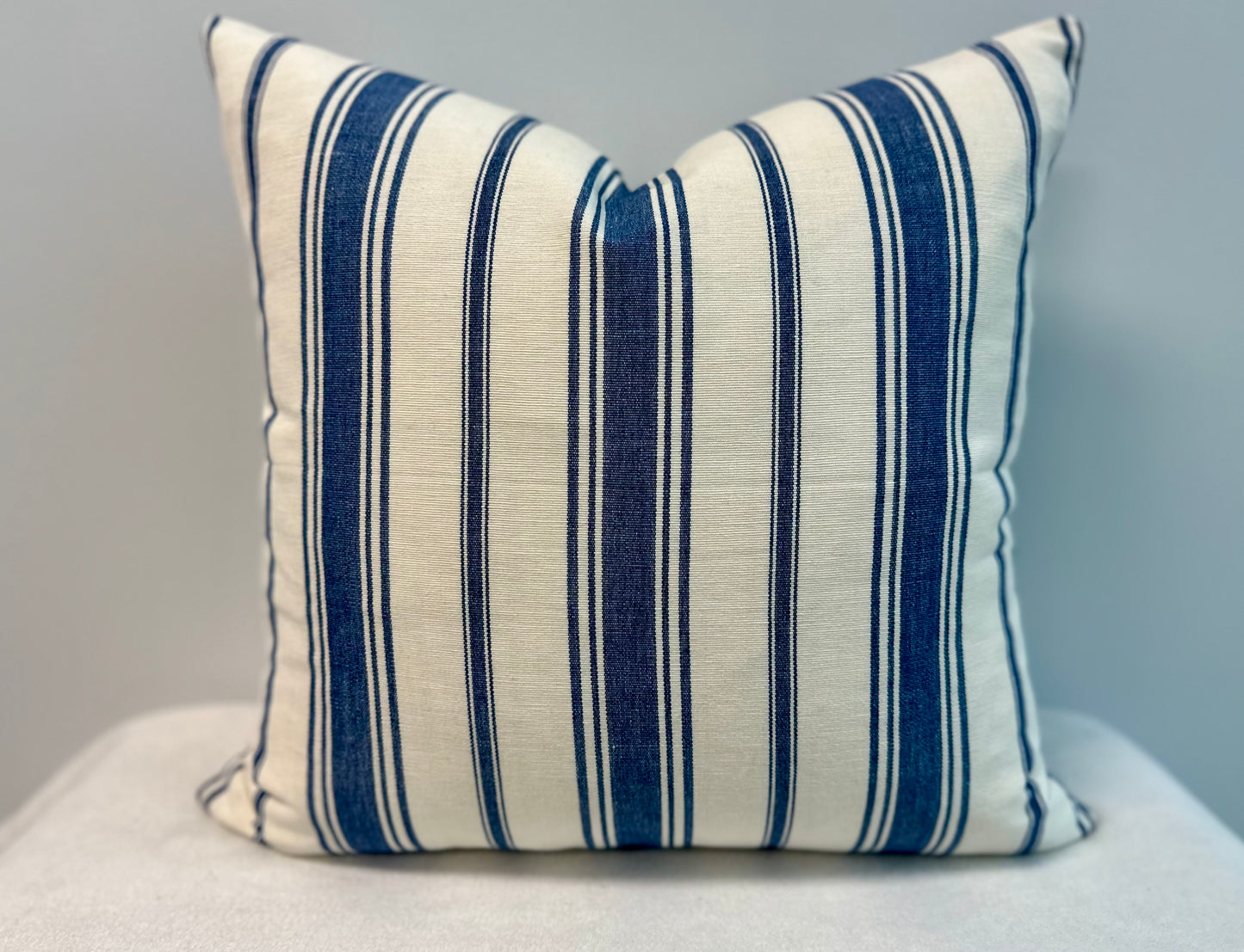 Blue and Ivory Striped Accent Cushion With Insert