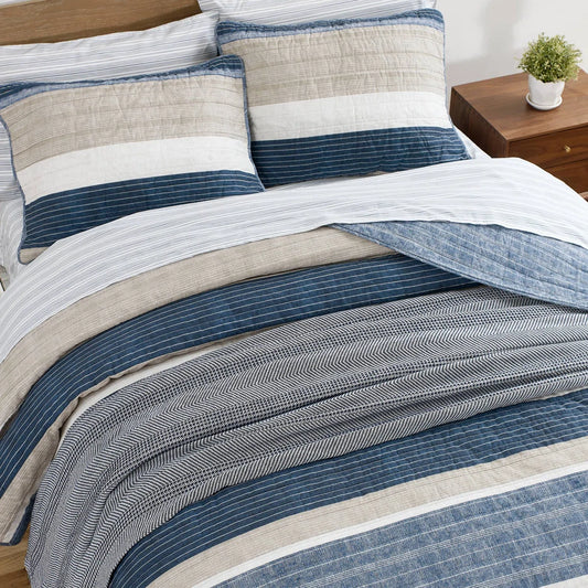 Nautica Raeford Cotton Reversible Custom Shaped Quilt Set with Shams