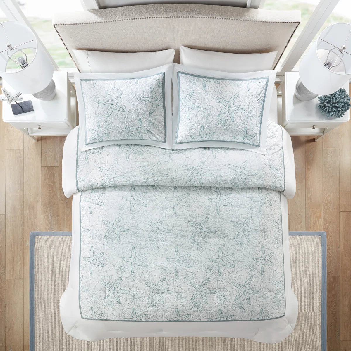 NEW** Teal Tides Custom Shaped Comforter With Shams