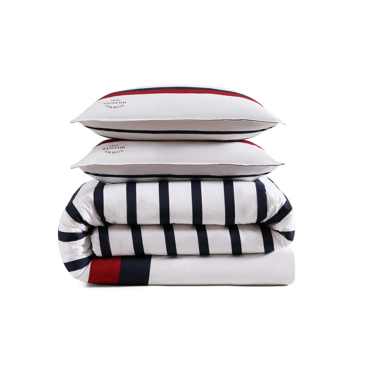 NEW**Tommy Hilfiger Classic Stripe Cotton Reversible Blue Custom Comforter Set With Shams
